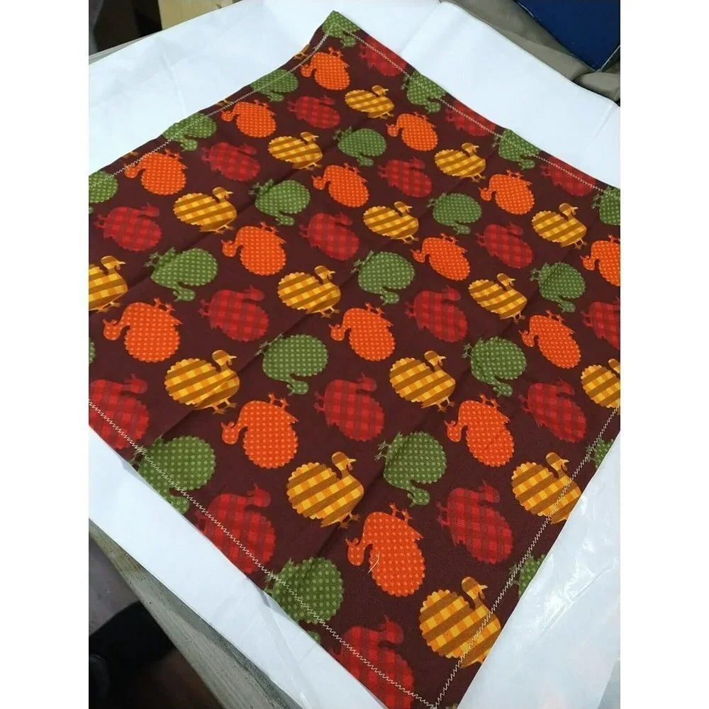 Tabletop Cotton Turkey Thanksgiving Fall Reusable Napkins 16